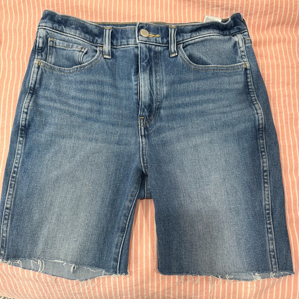 ✅ 5/25 Banana Republic 29” Blue Denim Cut Off Jorts Raw Hem high rise Jean short